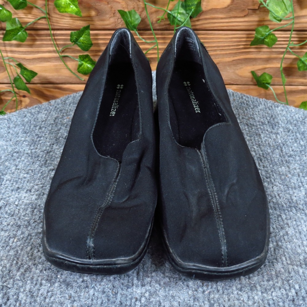 Naturalizer Recruit Womens Comfort Wedge Shoes 7 Wide Black Fabric Slip-On - Picture 2 of 6